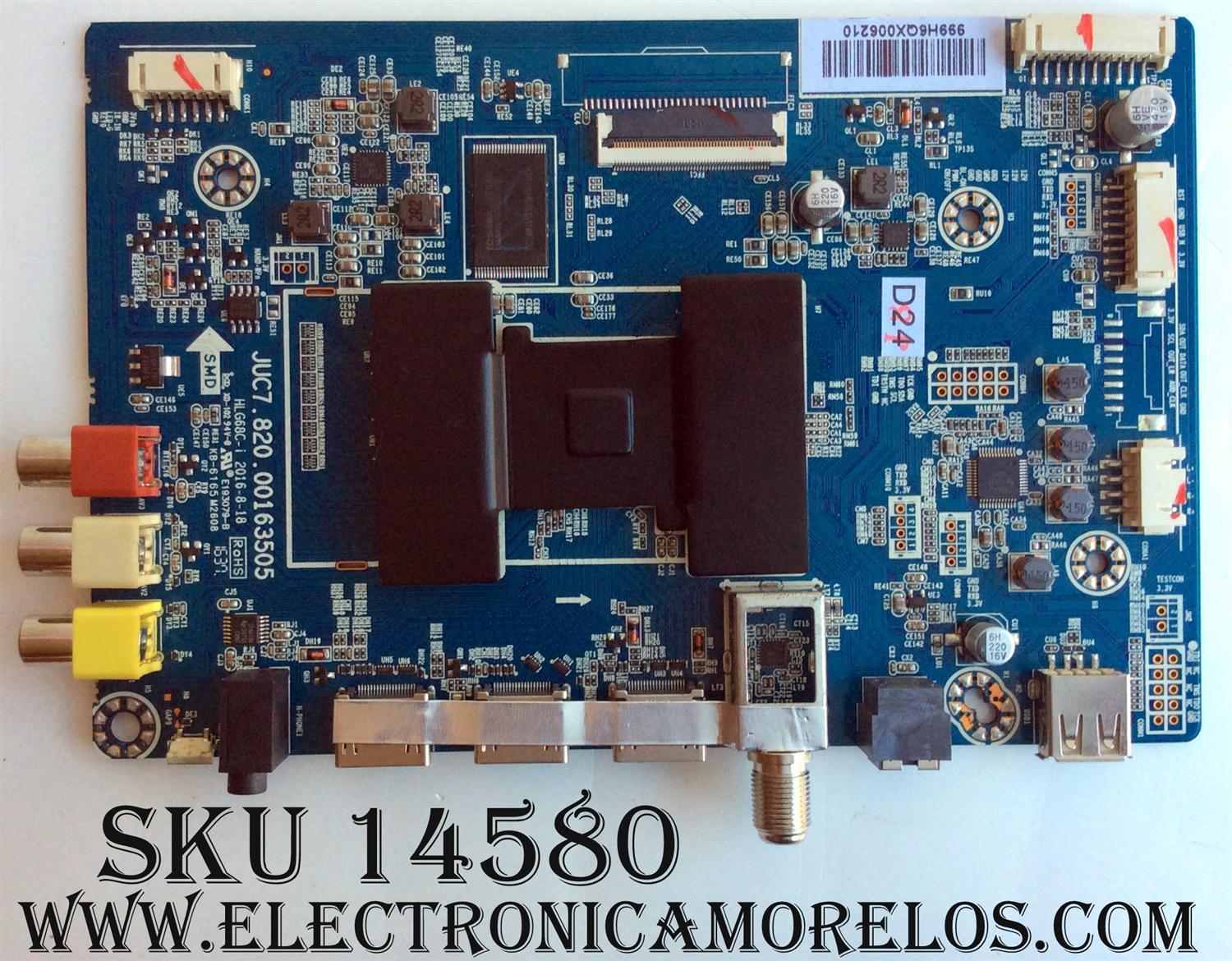  MAIN HITACHI / 999H6Q / JUC7.820.00163505 / HLG68C-I / E193079-B /  KB-6165 /  M2608 / MODELO 43'' / 50''