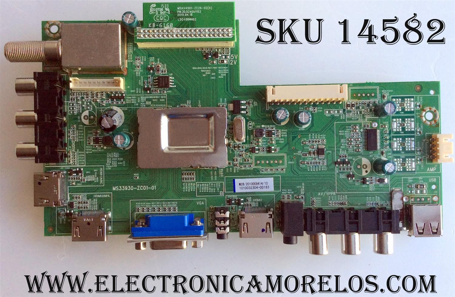 MAIN / 1010032304 / MS33930-ZC01-01 / MSAV4001-ZC26-02(A) / 303C4001152 / PANEL LSC400HN02