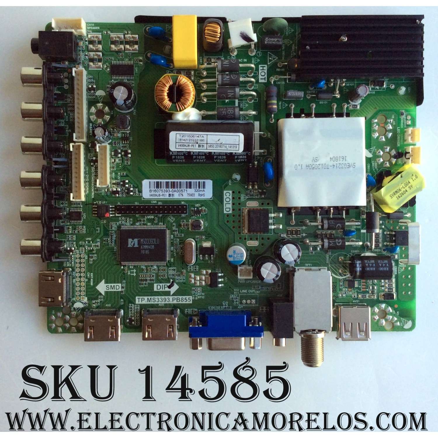 MAIN / FUENTE / (COMBO) / PROSCAN B16075393 / (8142123332166 / TP.MS3393.PB855 / MODELO PLDEDV4018 / PANEL V400HJ6-PE1 