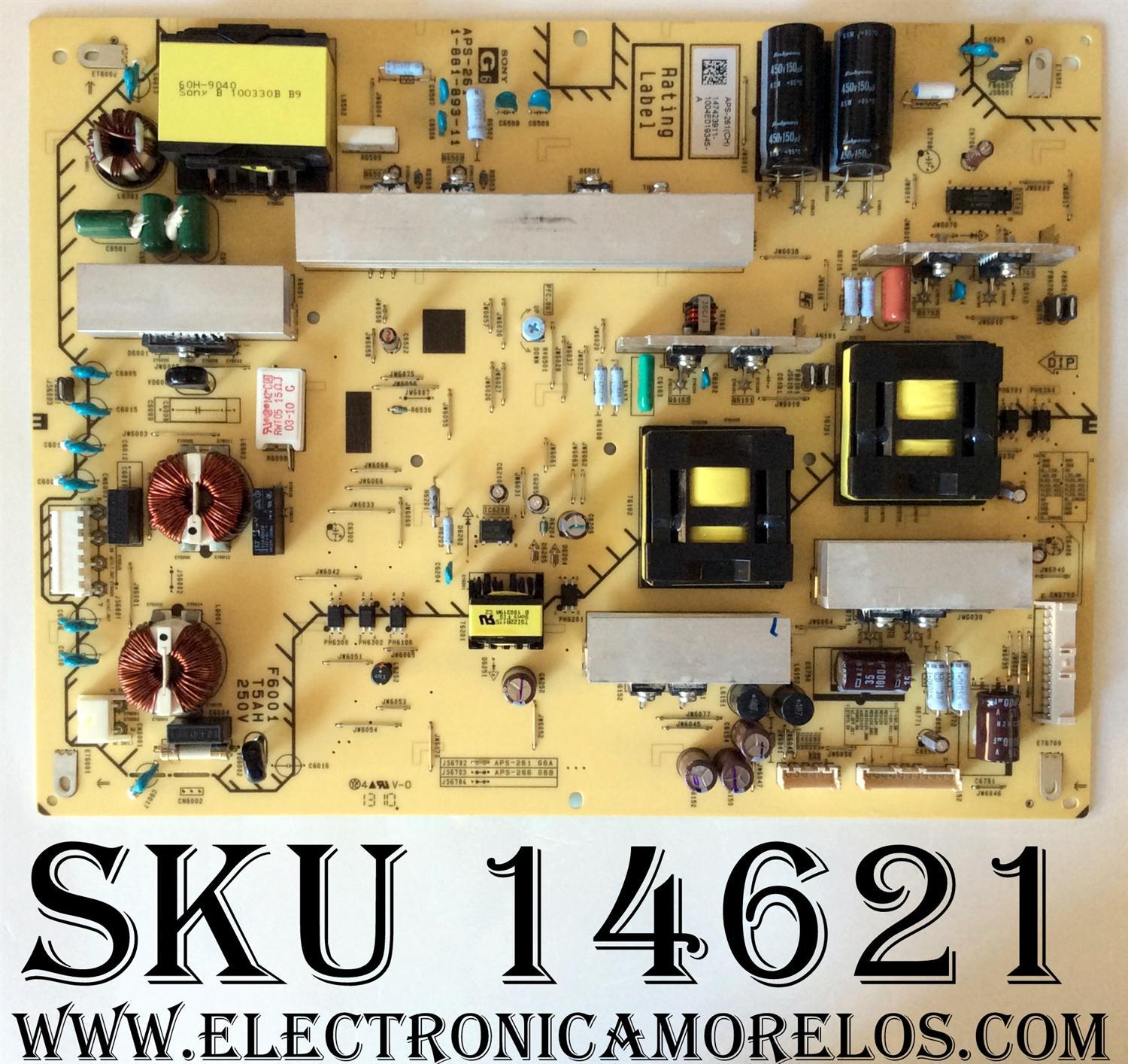 FUENTE DE PODER ((NUEVA)) / SONY 1-474-239-11 / 147423911 / APS-261 / 1-881-893-11 / MODELOS XBR-46HX909 / XBR-52HX909 / XBR46HX909 / XBR52HX909