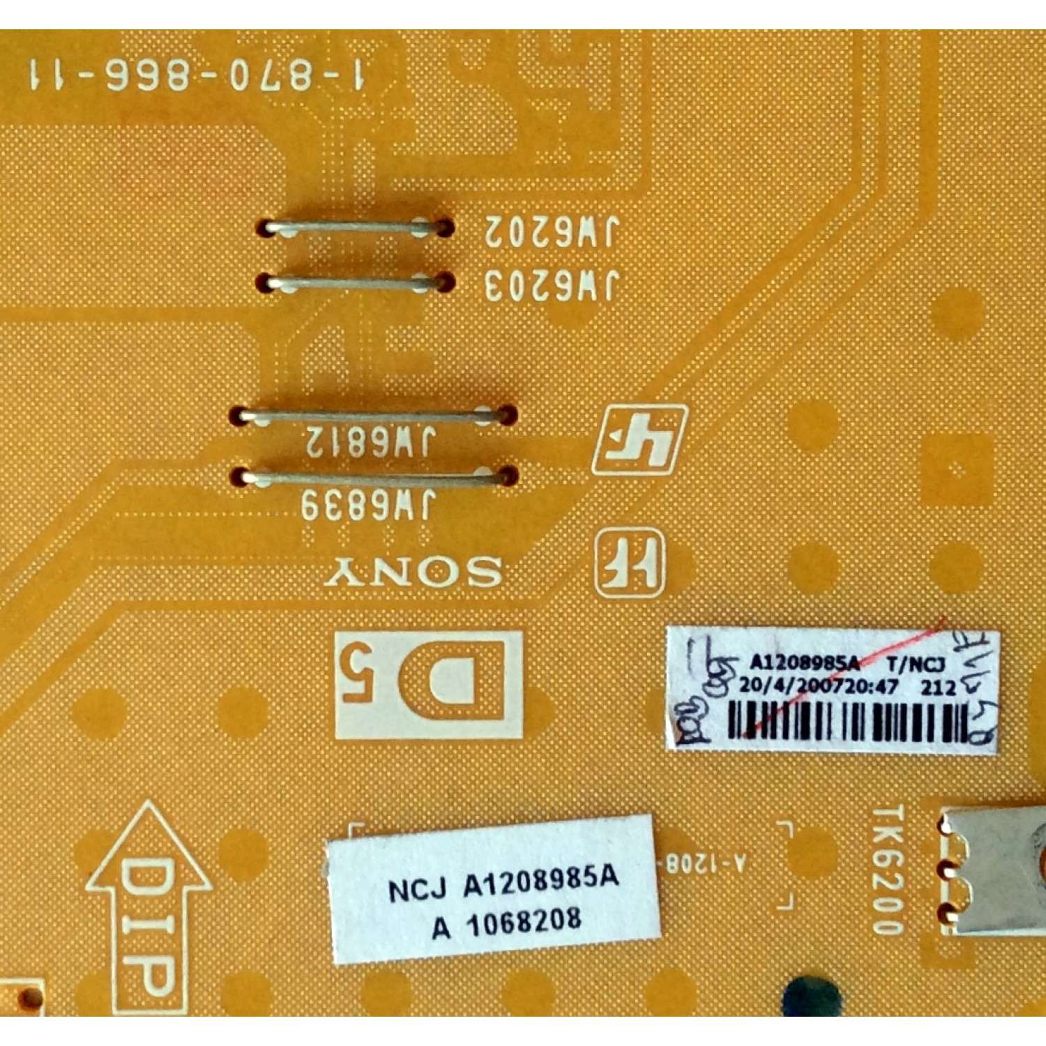 TARJETA D5 PARA TV SONY / NUMERO DE PARTE A-1208-985-A / 1-870-866-11 / A1208985A / PANEL LTZ520HT-LH2 / MODELOS KDL-52XBR2 / KDL-52XBR3 - Imagen 2