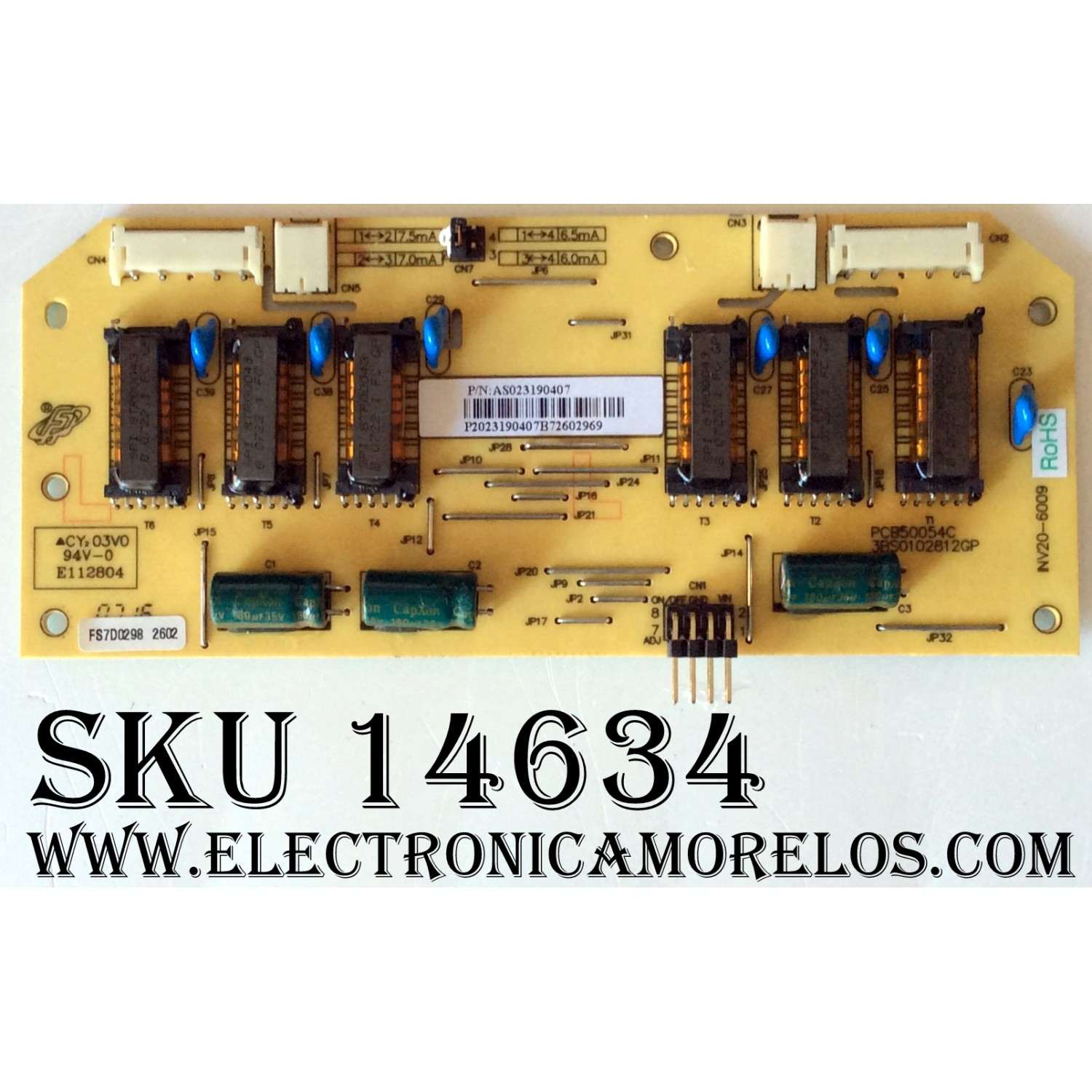 BACKLIGHT INVERTER / VIEWSONIC AS023190407 / PCB50054C / 3BS0102812GP / PANEL LTM213U6-L01 / MODELO VP2030B / VP2130B 
