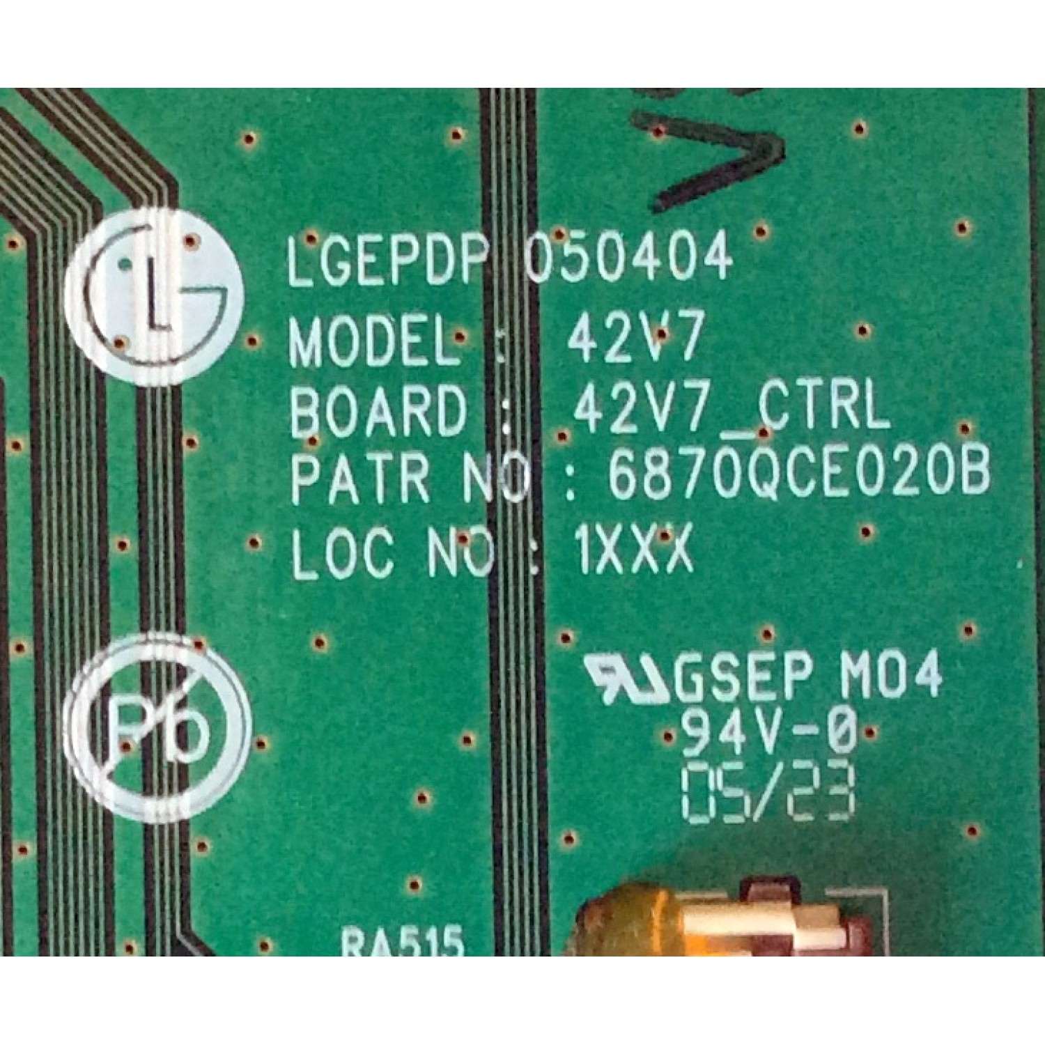 MAIN LOGICA ((NUEVA)) / NORCENT 6871QCH053K / 6870QCE020B / 42V7_CTRL / HT42073A900089 / MODELOS PT-4233 / PS-42T8 / PANEL PDP42V706A2 - Imagen 2