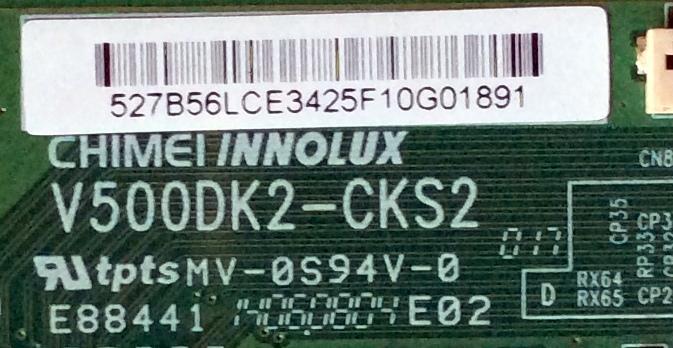 T-CON / CMO / TOSHIBA 527B56 / 527B56LCE / V500DK2-CKS2 / MODELO 58L8400U / PANEL V580DK2-KS2 Rev:CA - Imagen 2