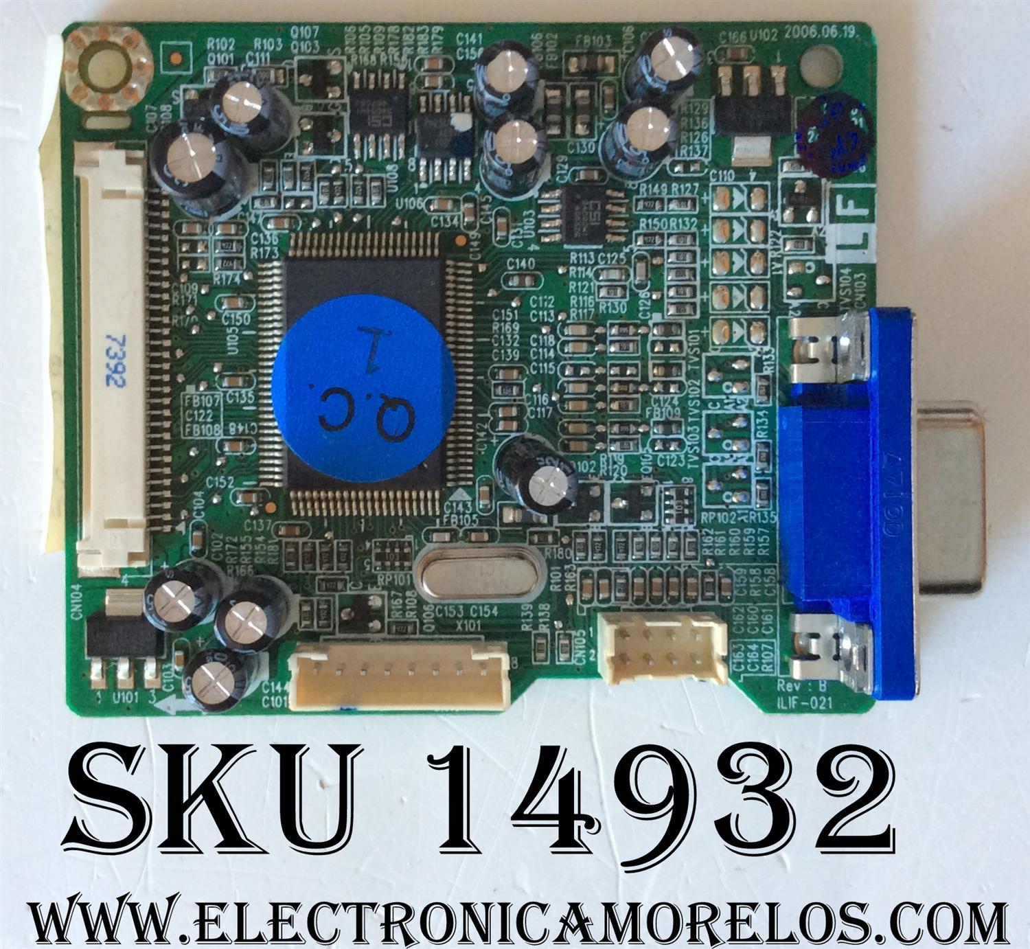 MAIN DIGITAL / VIEWSONIC 790681300C00R / 490681300100R / MODELO VA703B / PANEL SVA170SX01TB