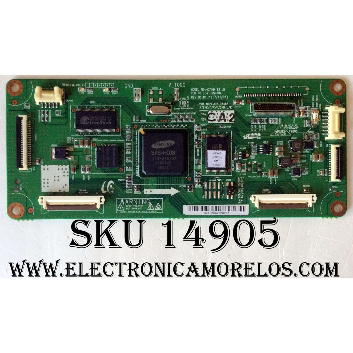 MAIN LOGICA / LJ92-01485C / CA1 / CA2 / REV:R1.7 / LJ41-05078A / N.D.P. VIZIO 0940-0000-2310 / 0940-0000-2310R / MODELOS VP422HDTV10A / VP423HDTV10A / PANEL S42AX-YB04