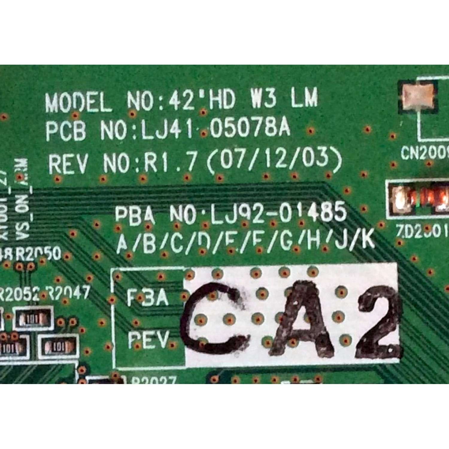 MAIN LOGICA / LJ92-01485C / CA1 / CA2 / REV:R1.7 / LJ41-05078A / N.D.P. VIZIO 0940-0000-2310 / 0940-0000-2310R / MODELOS VP422HDTV10A / VP423HDTV10A / PANEL S42AX-YB04 - Imagen 3
