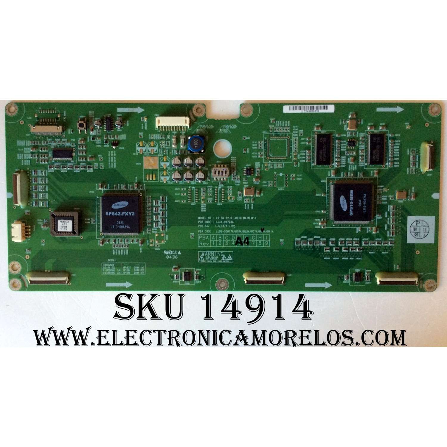 MAIN LOGICA / SAMSUNG LJ92-00860A / LJ41-01724A / REV A4 / PANEL S42SD-YD04 / MODELOS PDP4294 / MX-42VM10 P4202YD04 / PD42ED / PDM-421 MH422-SU / SPN4235X/XAA / DP42746 / P42BSMT	