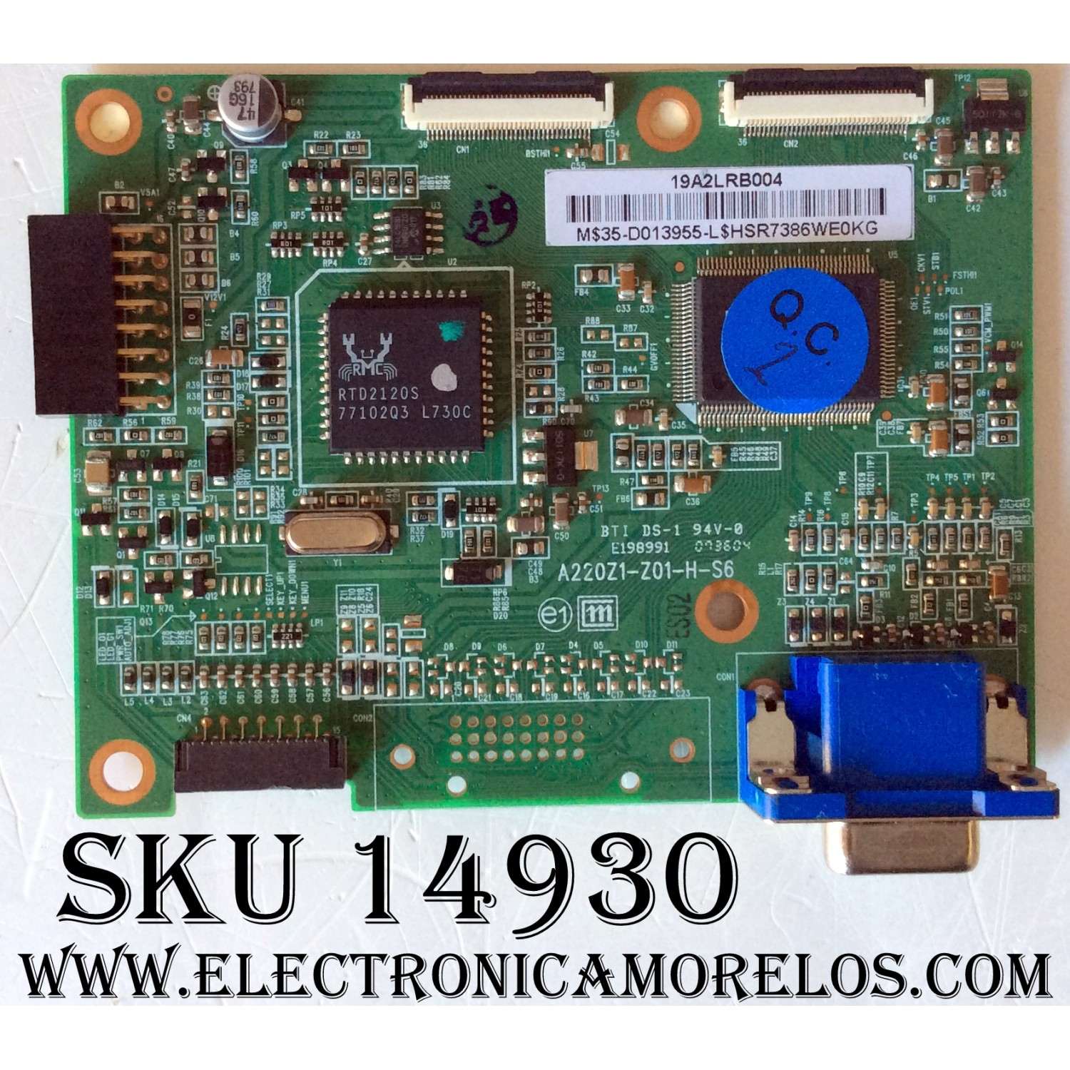 MAIN DIGITAL / CMO / VIEWSONIC 35-D013955 / A220Z1-Z01-H-S6 / MODELO VA1916W VS11755 / PANEL A190A2-H01