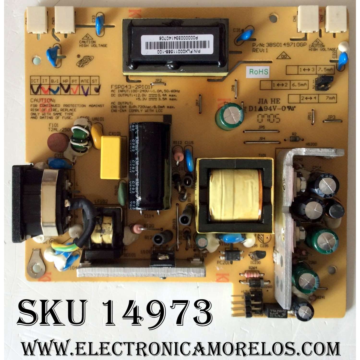 FUENTE / BALASTRA / VIEWSONIC FLX00011568-100 / FSP043-2PI01F / 3BS014997100GP	