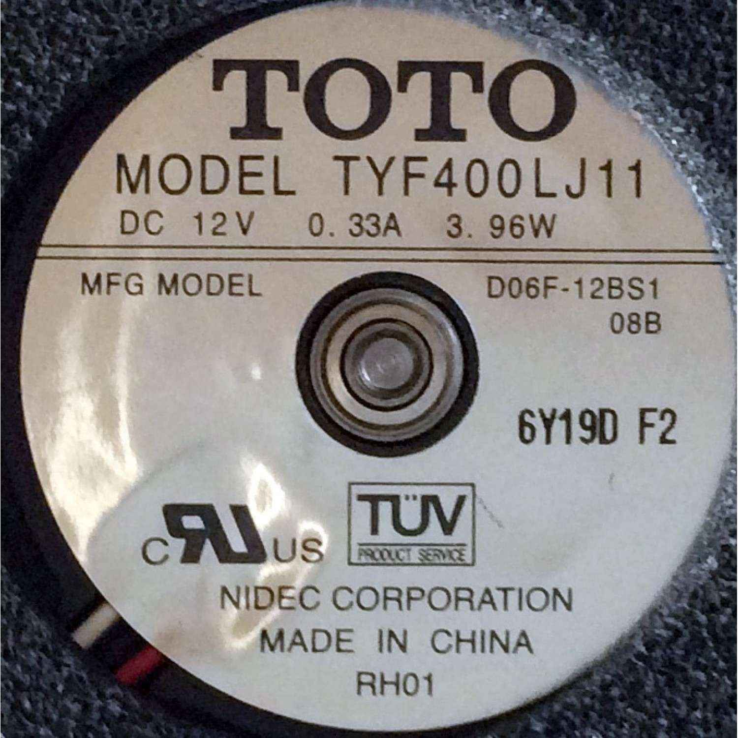 VENTILADOR PARA TV DLP / TOTO TYF400LJ11 / D06F-12BS108B / 6Y19D F2  - Imagen 2