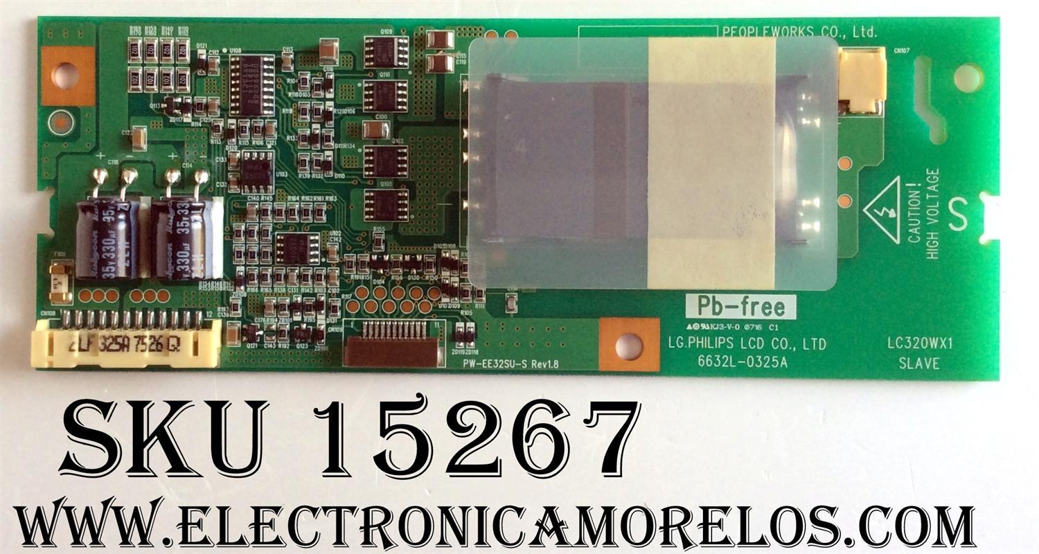 BACKLIGHT INVERTER / LG 6632L-0325A / PW-EE32SU-S / LC320WX1 / REV:1.8 / 996510008043 /PANEL LC320WX1-SLA1 / MODELO 32LB9D-UA