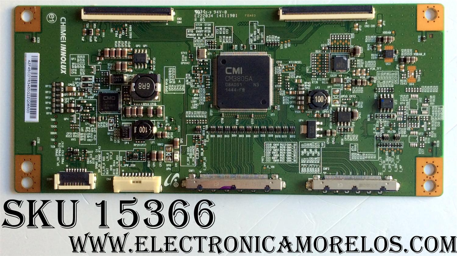T-CON / VIZIO 4ZF45CDTR / E222034 14111901 / MODELO E60U-D3 LFTRURAS	