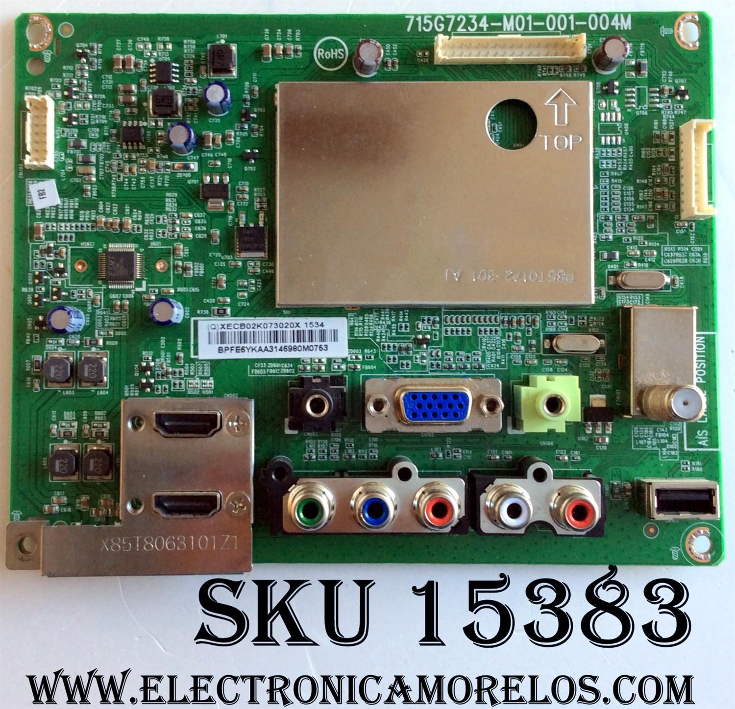 MAIN / VIZIO 756TXECB02K0730 / XECB02K073 / 715G7234-M01-001-004M / MODELO D28H-C1 LTT3TFAR / PANEL TPT275B5-A014 REV:S11E	