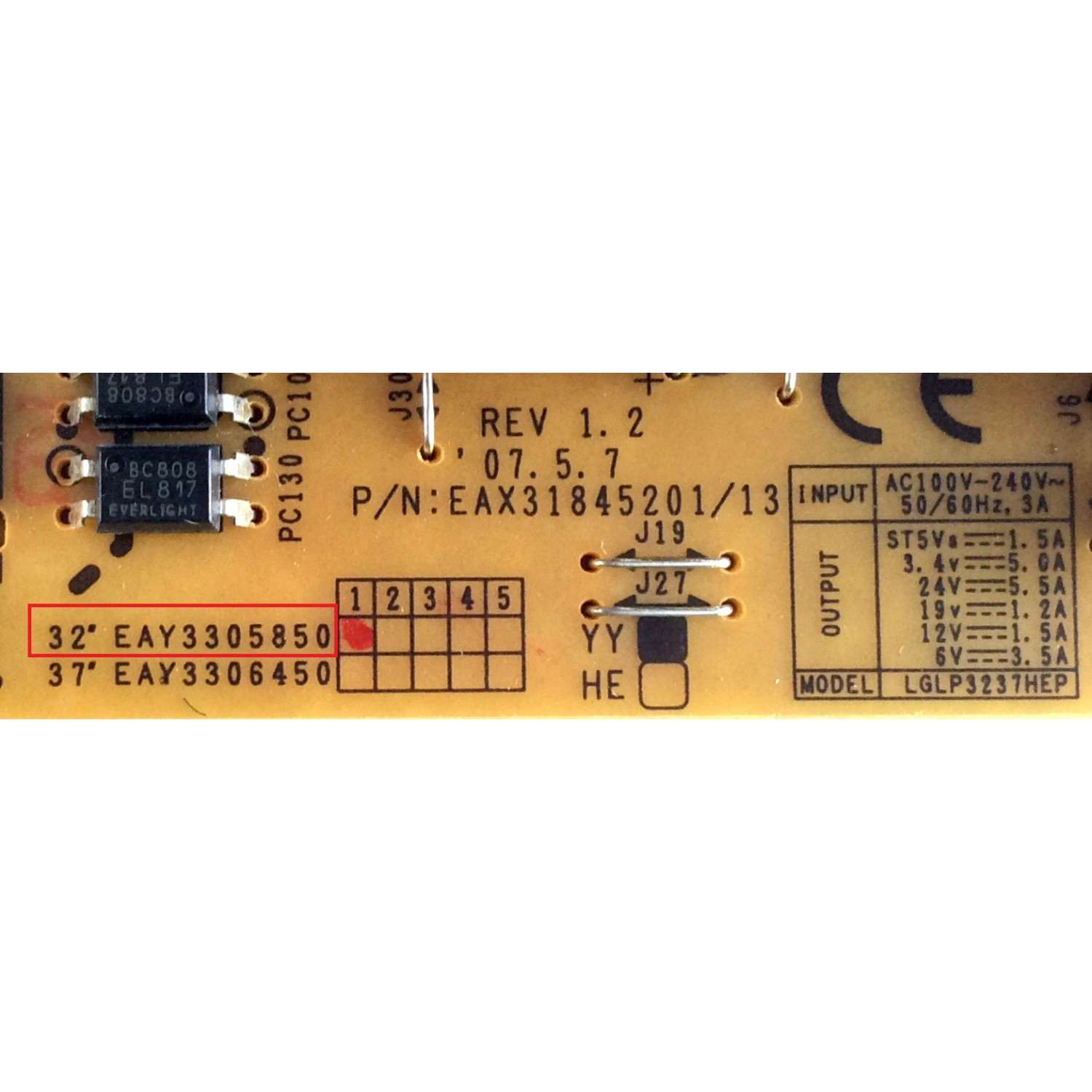 FUENTE DE PODER / LG EAY33058501 / EAX31845201 / 13 / LGLP3237HEP / 33058501 / EAY33058502 / MODELOS 32LG10 / 32LX50C / 32LX50CS / 32LB9D / 32LC7DC-UK / 32LX50CS-UA / 32LB4DS-UA / 32LC7DC-UB / 32LC5DCB / 32LC7D-UK AUSTLJM - Imagen 2