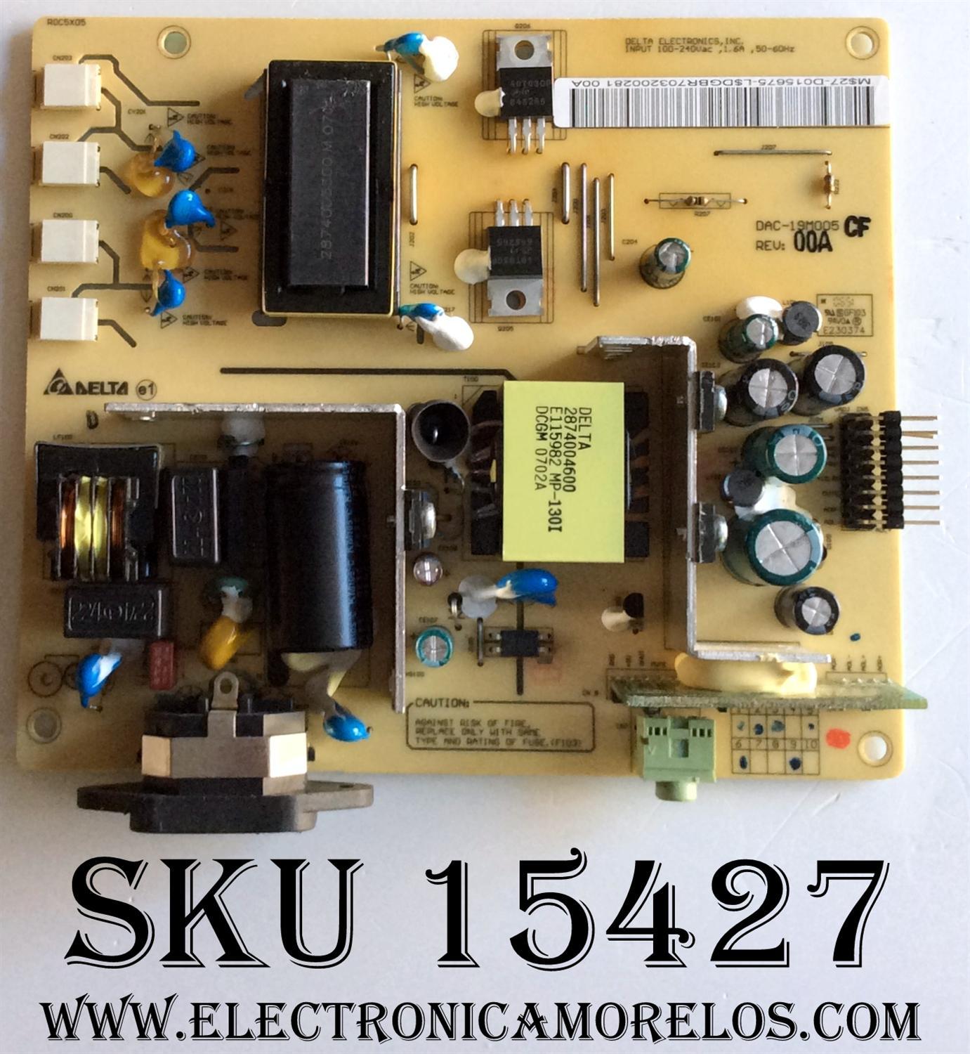 FUENTE / BACKLIGHT / VIEWSONIC 27-D015675 / DAC-19M005 / 2995302800 /MODELO VG2021M