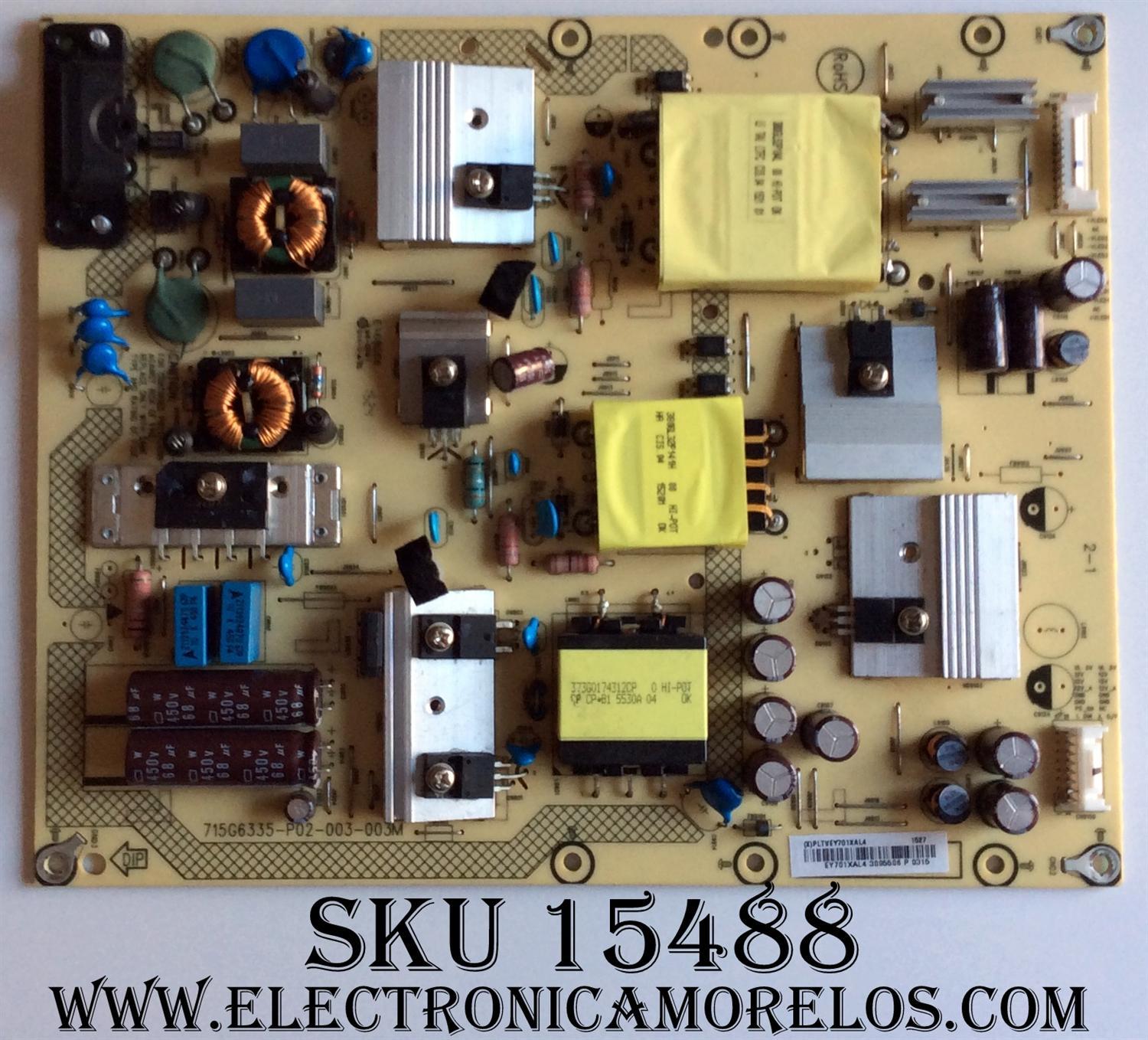 FUENTE DE PODER / BEST BUY / SHARP PLTVEY701XAL4 / 715G6335-P02-003-003M / PANEL TPT500J1-HVN07.U REV:S600B / MODELOS LC-50LB371U / LC-50LB371C / LC-50LB371U