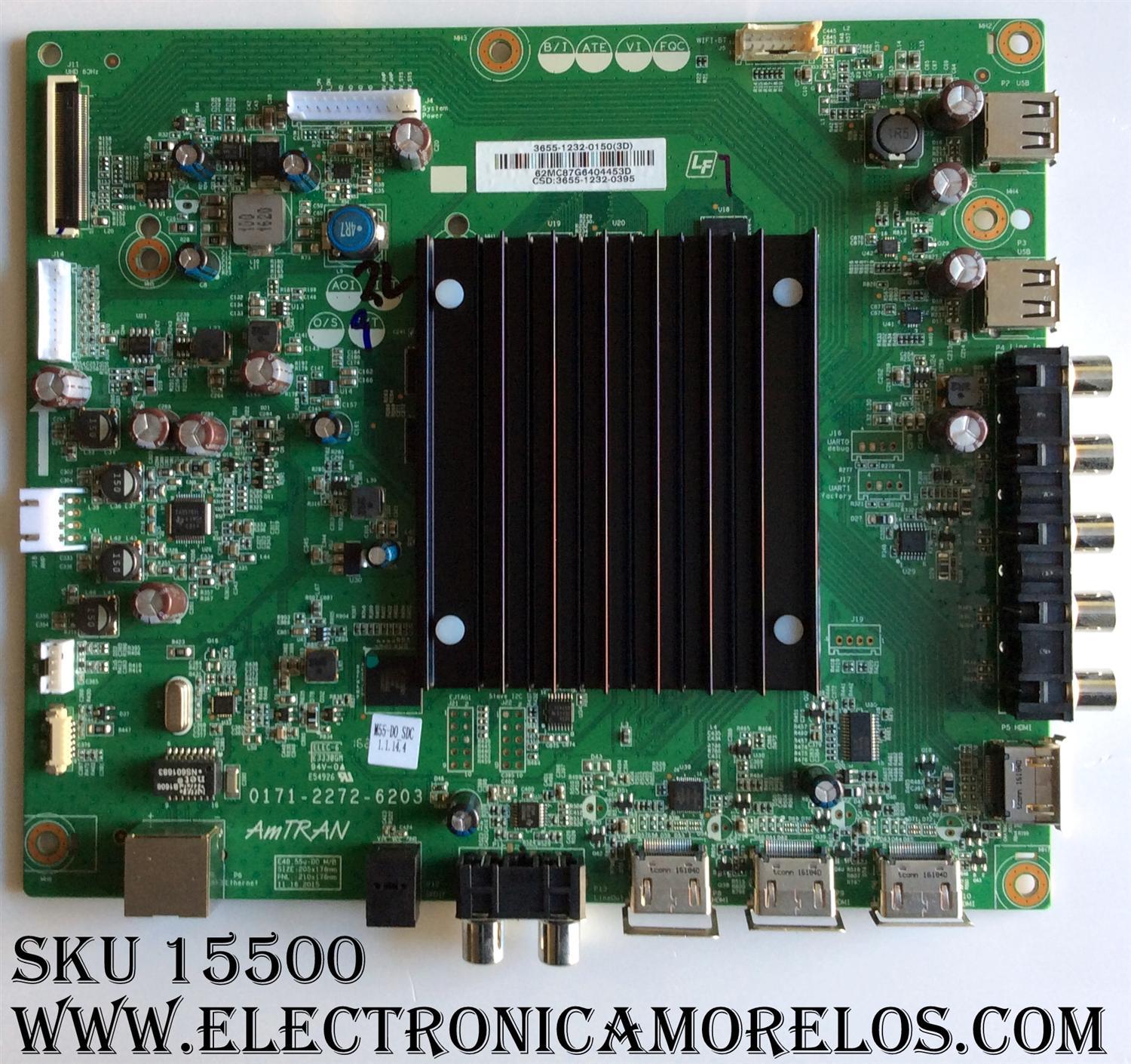 MAIN PARA TV VIZIO / NUMERO DE PARTE 3655-1232-0150 / 0171-2272-6203 / 3655-1232-0395 / MODELOS M55-D0 LAUSTZAS / M55-D0 LAUSTZBS