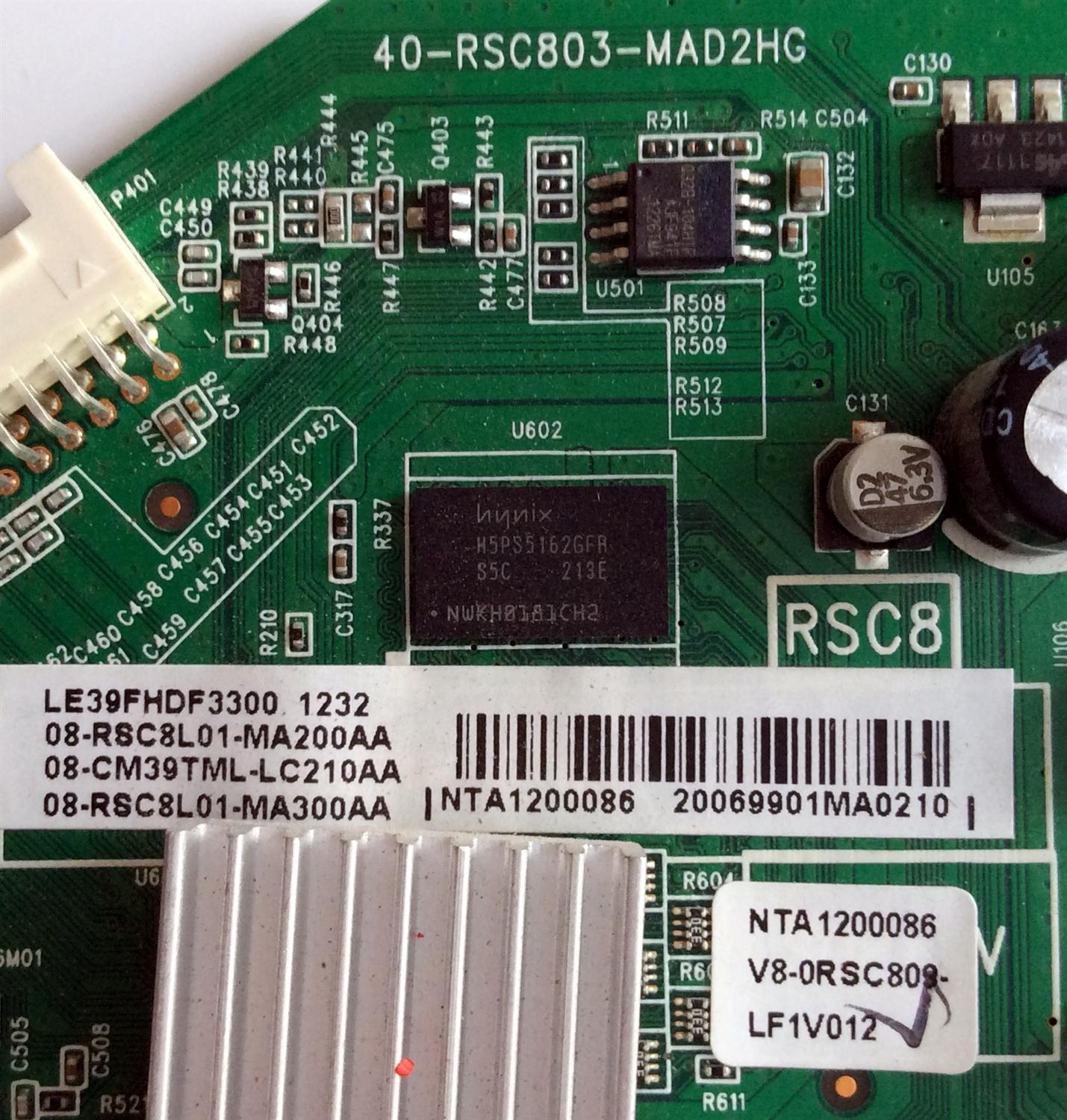 MAIN / TCL NTA1200086 / V8-ORSC809-LF1V012 / 40-RSC803-MAD2HG / 08-RSC8L01-MA200AA / 08-CM39TML-LC210AA / 08-RSC8L01-MA300AA / V8-0RSC809-LF1V012 / PANEL LVF390CMTM E11 V3 / MODELO LE39FHDF3300TA / LE39FHDF3300TATCAA	 - Imagen 2