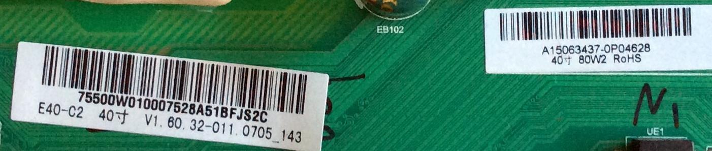 MAIN FUENTE  (COMBO)  VIZIO / 75500W010007 / A15063437 / TP.MT5580.PB75 / PANEL LSC400HN02-G02 / MODELO E40-C2 LWZQSFCR - Imagen 2