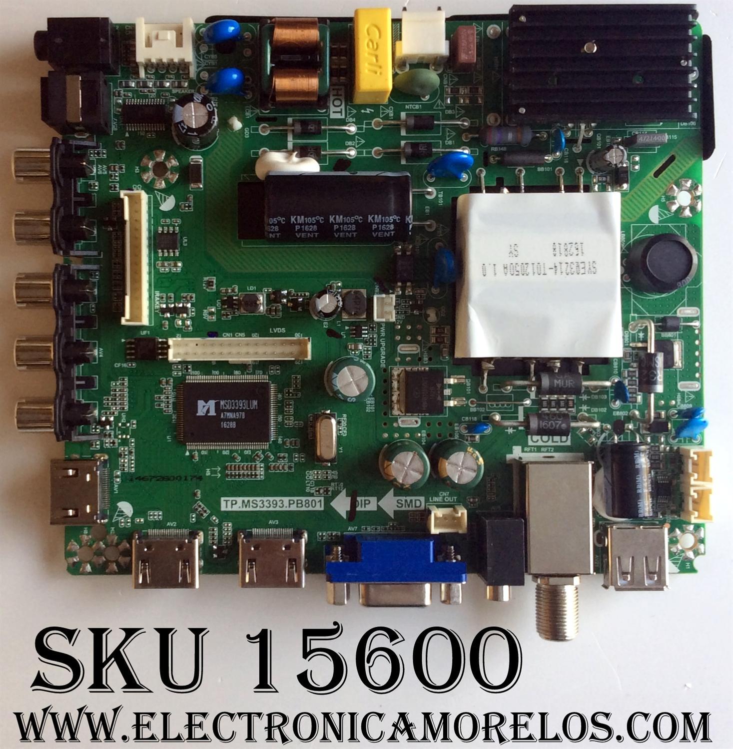 MAIN / FUENTE / (COMBO) / ELEMENT H16071118 / TP.MS3393.PB801 / SY16235 / 20160615_163453 / 06NBX 160801 04297 / PANEL LC390TU1A / T390-DXB (P) -DLED / MODELO ELEFW3916 C6A0M  