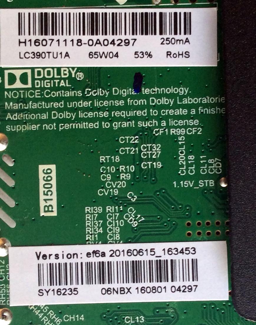 MAIN / FUENTE / (COMBO) / ELEMENT H16071118 / TP.MS3393.PB801 / SY16235 / 20160615_163453 / 06NBX 160801 04297 / PANEL LC390TU1A / T390-DXB (P) -DLED / MODELO ELEFW3916 C6A0M   - Imagen 2