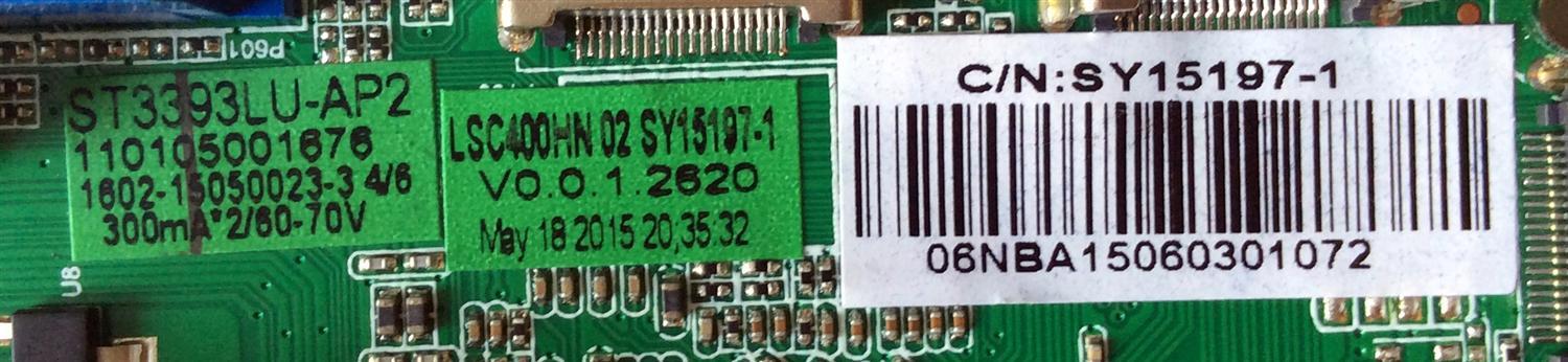 MAIN / FUENTE / (COMBO) / ELEMENT SY15197-1 ST3393LU-AP2 / PANEL LSC400HN  / MODELO  ELEFW408 / ELEFW408 F5G5M - Imagen 2