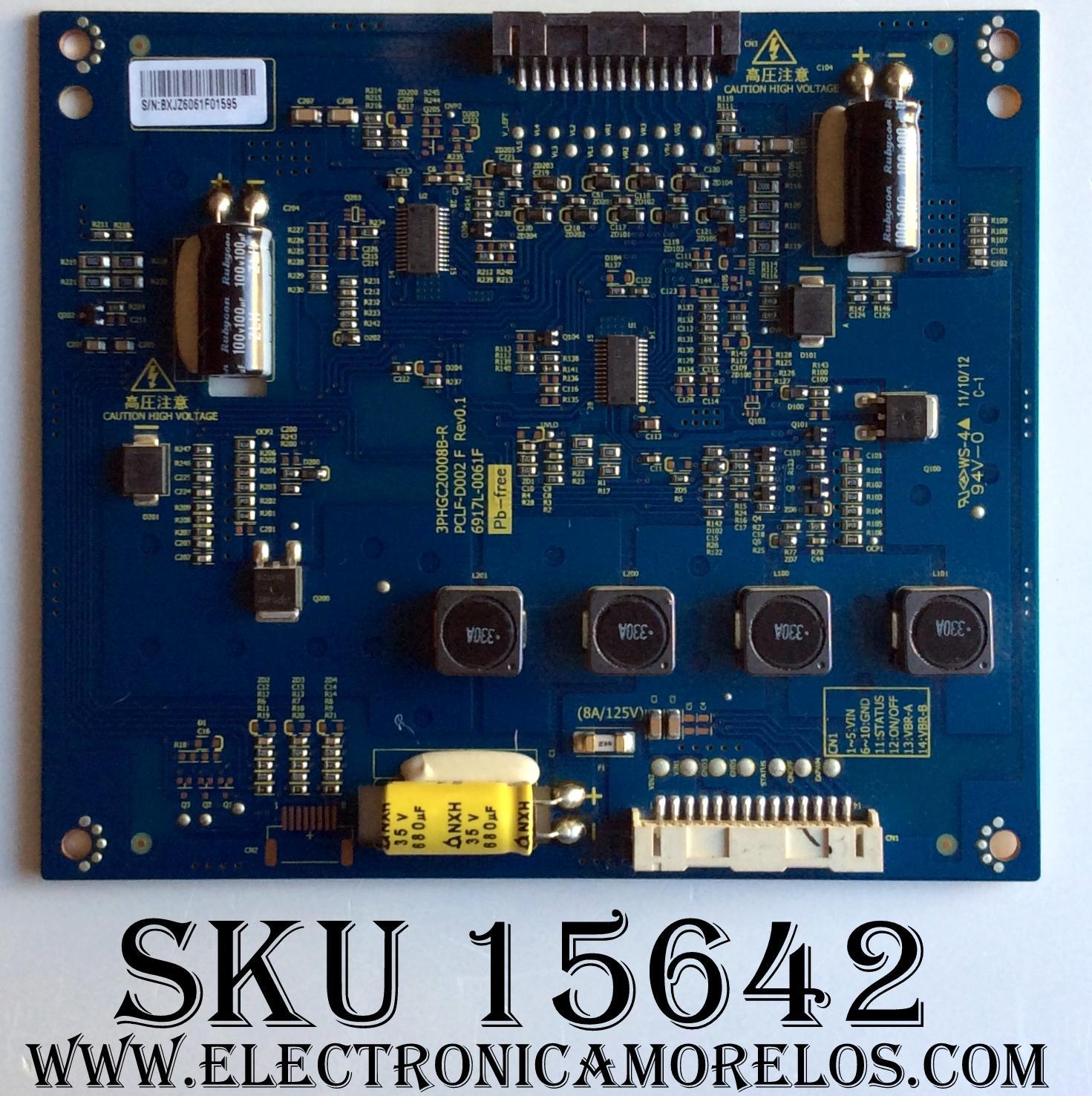 LED DRIVER / LG 6617L-0061F / 3PHGC20008B-R / PCLF-D002 F Rev0.1 / MODELO 42LV3520-UJ.CWMYLH / PANEL LC420EUN(RD)(V1)	