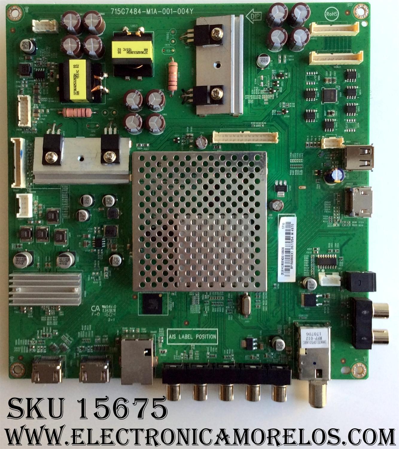 MAIN / VIZIO XHCB02K001 / (X)XHCB02K001050X / 715G7484-M1A-001-004Y / MODELO D50F-E1 LTMWVTET / PANEL TPT500J1-HVN07.U REV:S500Y	