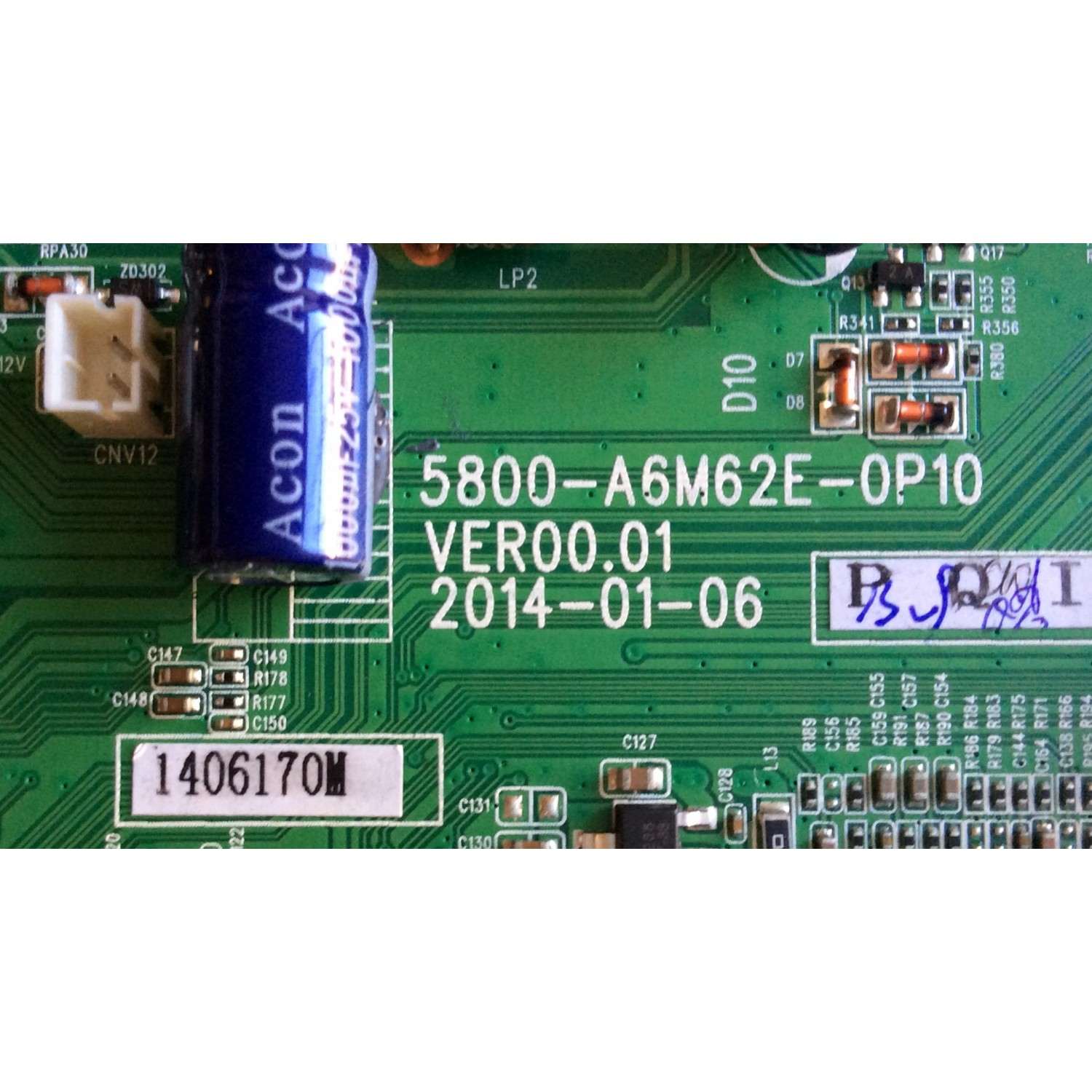 MAIN FUENTE ((COMBO)) PARA TV SPELER / NUMERO DE PARTE 5800-A6M62E-0P10 / 5800-A6M62E-0P10 VER00.01 / VER00.01 / 1402054M / 1406170M / 1402054M1069 / SK1402054M / PANEL LC320DXJ-SFE1 / LC320DXJ (SF)(F1) / MODELO SPLED32 - Imagen 3