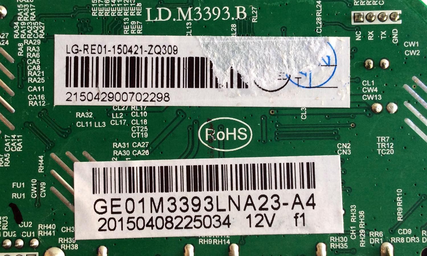 MAIN RCA / GE01M3393LNA23-A4 / LD.M3393.B / LG-RE01-150429-ZQ025 / 0421-ZQ309 137 / MODELO LED32G30RQD 5509-LD32G30-A4  - Imagen 2