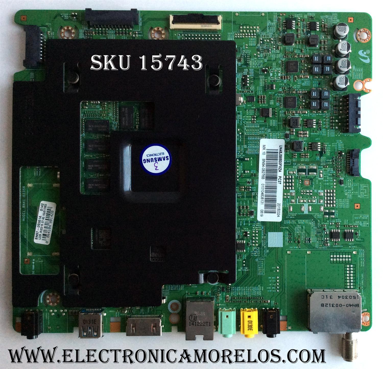 MAIN PARA TV SAMSUNG / NUMERO DE PARTE BN94-08276B / BN41-02356A / BN97-09361A / BN9408276B / PARTES SUSTITUTAS BN94-07834B / BN94-10155X / BN94-10589L / PANEL CY-QJ048FLLV1H / MODELO UN48JS8500 / UN48JS8500FXZA TH01