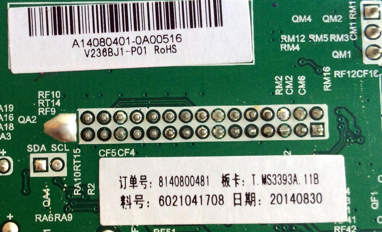 MAIN / HITACHI A14080401 / T.MS3393A.11 / 6021041708 / 8140800481 / MS3393A. 11B / 20140830 / PANELV236BJ1-P01 / MODELO LE24K381E HL4J00  - Imagen 3