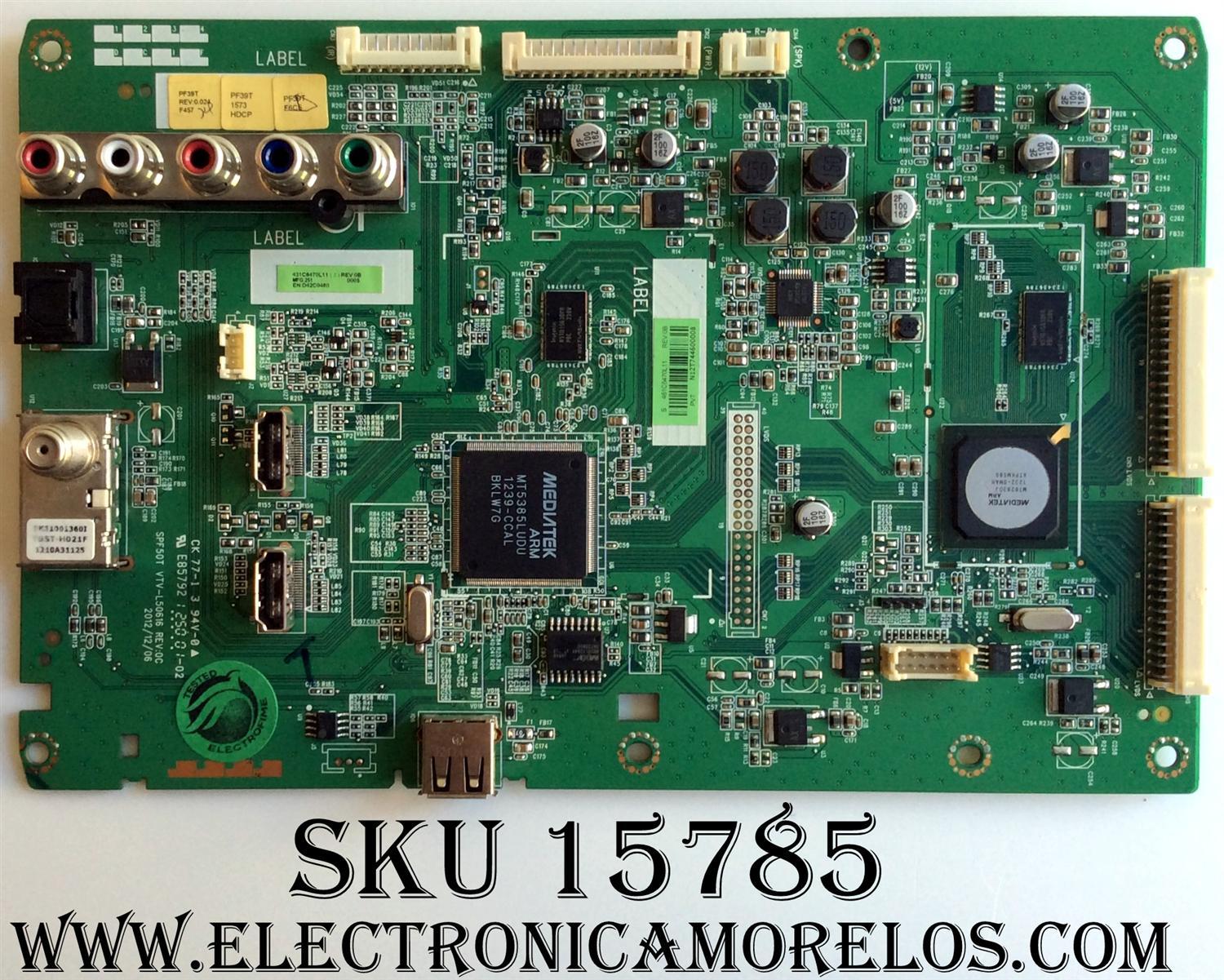 MAIN / PANASONIC TZZ00001003A / 431C6470L11 / 461C6470L11 / SPF50T VTV-L50616 / PF39T / MODELO TC-L39EM60 / PANEL V390HK1-LE6