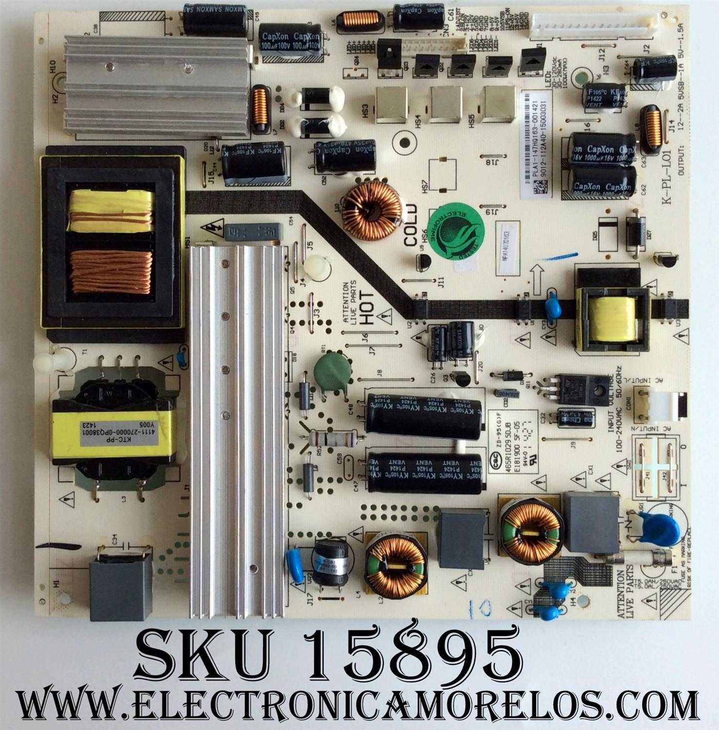 FUENTE DE PODER / AOC 9012-112A40 / K-PL-L01 / PLA1-147HQ163-001421 / MODELO LE48H454F