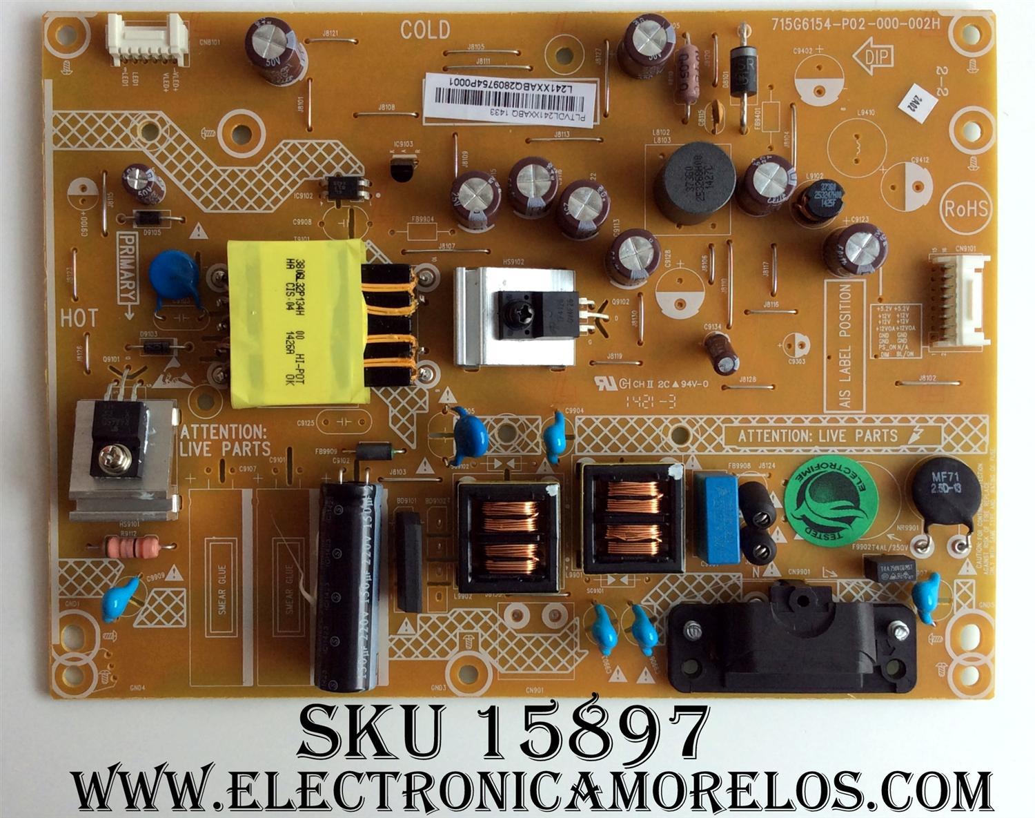 FUENTE DE PODER / VIZIO PLTVDL241XXABQ / 715G6154-P02-000-002H / MODELOS D320-B1 LTF7PKDQ / D320-B1 LTT7PKJQ	