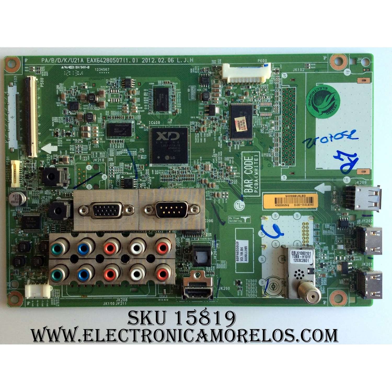 MAIN LG / EBT61855005 / EAX64280504 (1.0) / MODELOS 60PA6500-UA AUSLLHR / 60PA6550-UF AUSLLHR / PANEL PDP60R40000