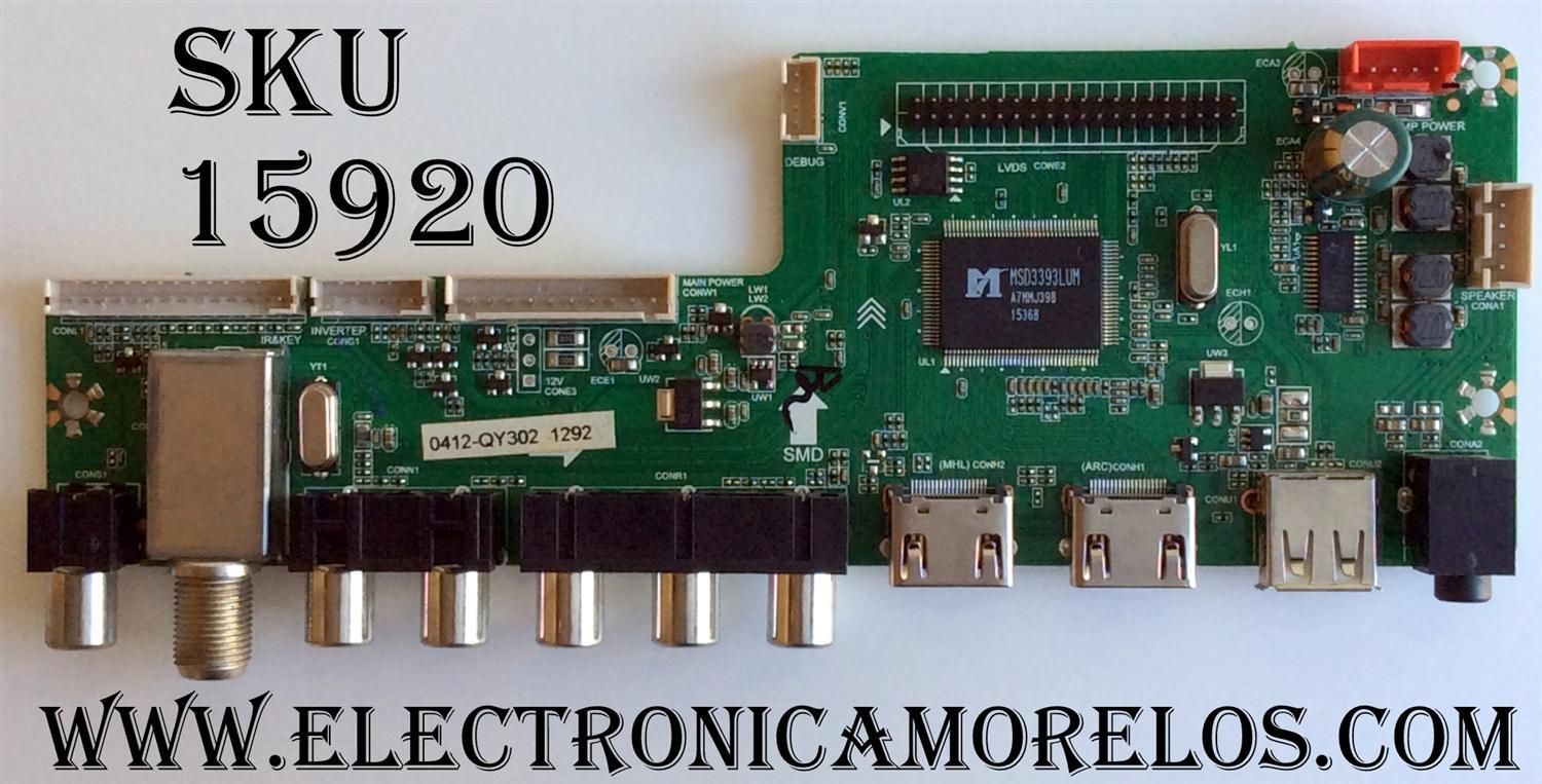 MAIN / RCA 58GE01M3393LNA55-B4 / LD.M3393.B / LG-RE01-160412-QY302 / MODELO LED58G45RQ / PANEL V-580HJ1-PE6-12V 