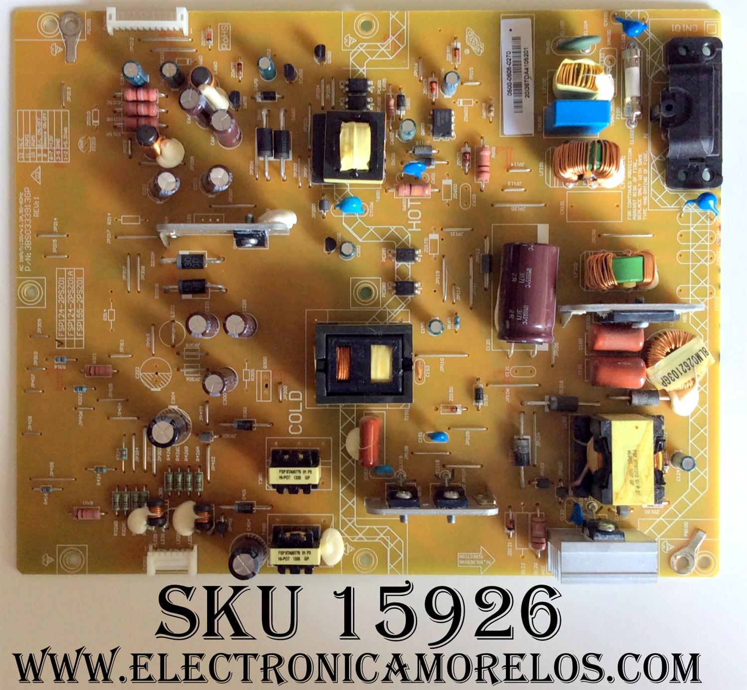 FUENTE DE PODER / VIZIO 0500-0605-0270 / 3BS0333913GP / FSP124-2PSZ01 / 050006050270 / SUSTITUTAS 0500-0614-0270 / 0500-0612-0300 / MODELOS E470I-A0 LAQKOCBP / E470I-A0 LATKOCAN / E470I-A0 LATKOCBP