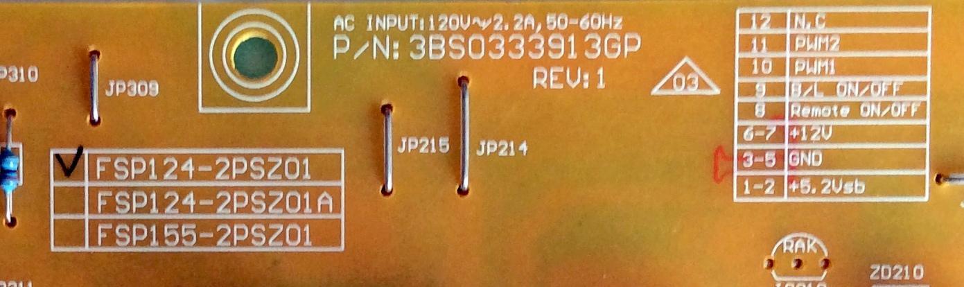FUENTE DE PODER / VIZIO 0500-0605-0270 / 3BS0333913GP / FSP124-2PSZ01 / 050006050270 / SUSTITUTAS 0500-0614-0270 / 0500-0612-0300 / MODELOS E470I-A0 LAQKOCBP / E470I-A0 LATKOCAN / E470I-A0 LATKOCBP - Imagen 3
