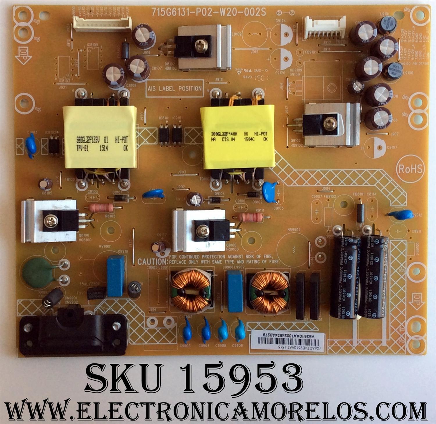 FUENTE DE PODER / VIZIO ADTVE2510AA7 / 715G6131-P02-W20-002E / 715G6131-P02-W20-002S / (Q)ADTVE2510AA7 / PANEL TPT390J1-HVN04 / MODELOS E390I-B1E LTYWPSCQ / E390I-B1E LTTWPSCQ	
