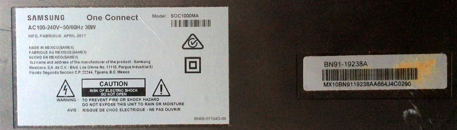 CAJA PARA TV SAMSUNG / ONE CONNECT BN91-19238A / SOC1000MA / S0C1000MA / BN68-07104D-00 / BN39-02301A J52UW2748 / MODELOS QN65Q7CAMFXZA FA02 / QN65Q7CDMFXZA / HDMI / ANTENA / USB / EX-LINK / LAN / OPTICAL - Imagen 5