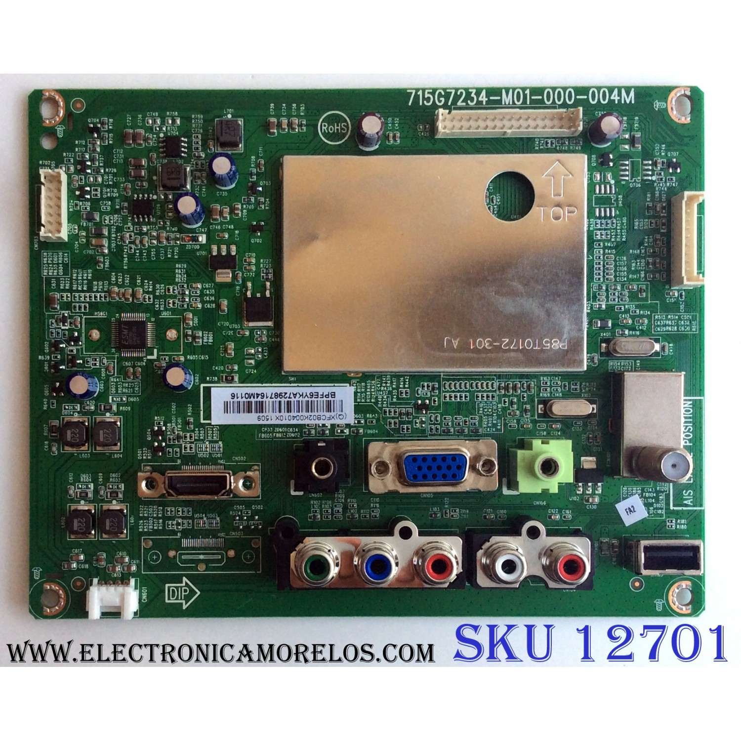 MAIN PARA TV VIZIO / NUMERO DE PARTE XFCB02K004 / 715G7234-M01-000-004M / 756TXFCB02K004 / 756TXFCB02K0040 / PANEL TPM236H3-BJIL01.N REV:NCAJ A / MODELO D24H-C1 LTT6SLBR