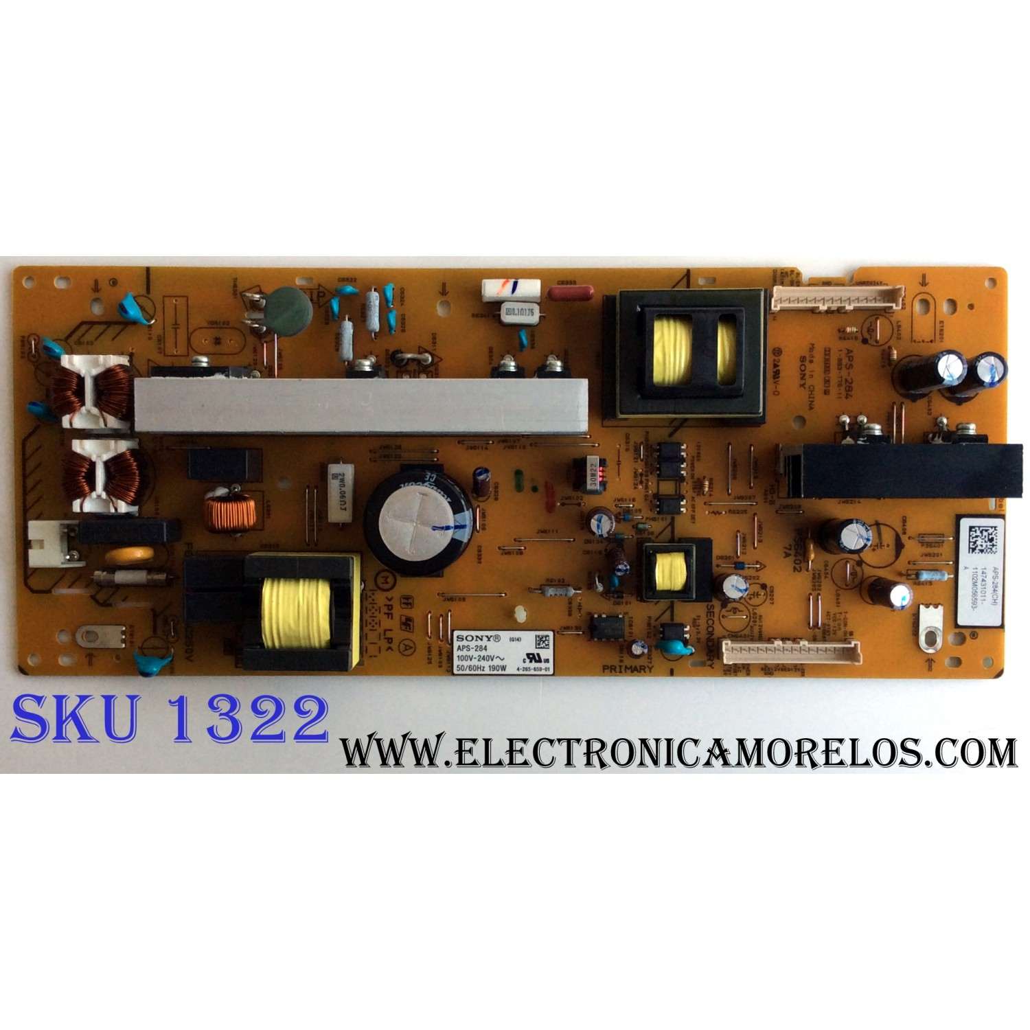 FUENTE DE PODER / SONY 1-474-310-11 / 147431011 / APS-284 / 1-883-776-11 / APS-284(CH) / 1-474-310-21 / PANEL LTZ400HM02A01 / MODELOS KDL-40BX420 / KDL-40BX421