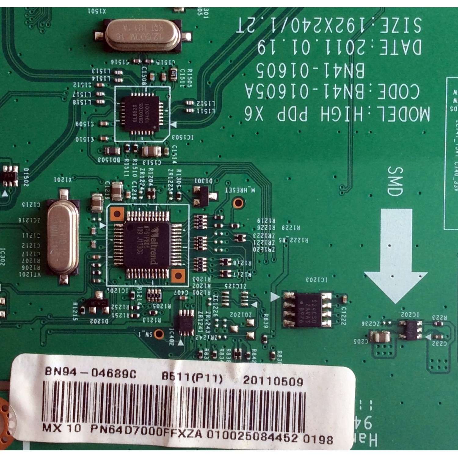 MAIN PARA TV SAMSUNG / NUMERO DE PARTE BN94-04689C / BN41-01605A / BN97-05522E / BN9404689C / PANEL S63FH-YB06 / MODELO PN64D7000 / PN64D7000FFXZA I201 - Imagen 2
