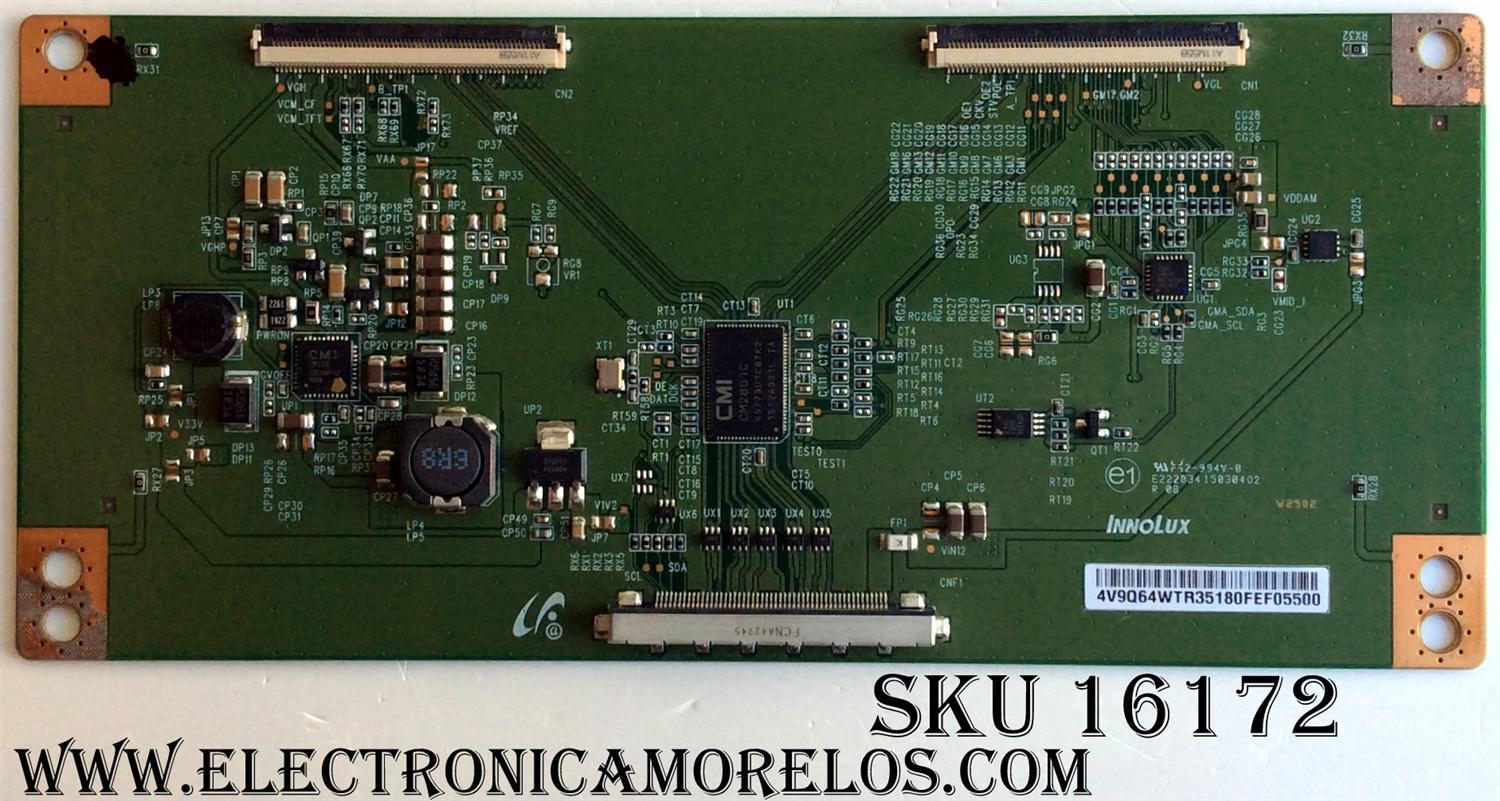 T-CON RCA / 4V9Q64WTR / E222034 / PANEL LK315T3HB87-12V / MODELO SLD32A30RQ