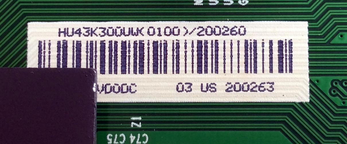 MAIN / HISENSE 200263 / RSAG7.820.6591/ROH / 200260 / EG0314 / HU43K300UWK0100 / PANEL HD426DU-B51(010)\S0\GM\ROH / DISPLAY T430QVN02.1 / MODELO 43H7C2 - Imagen 2