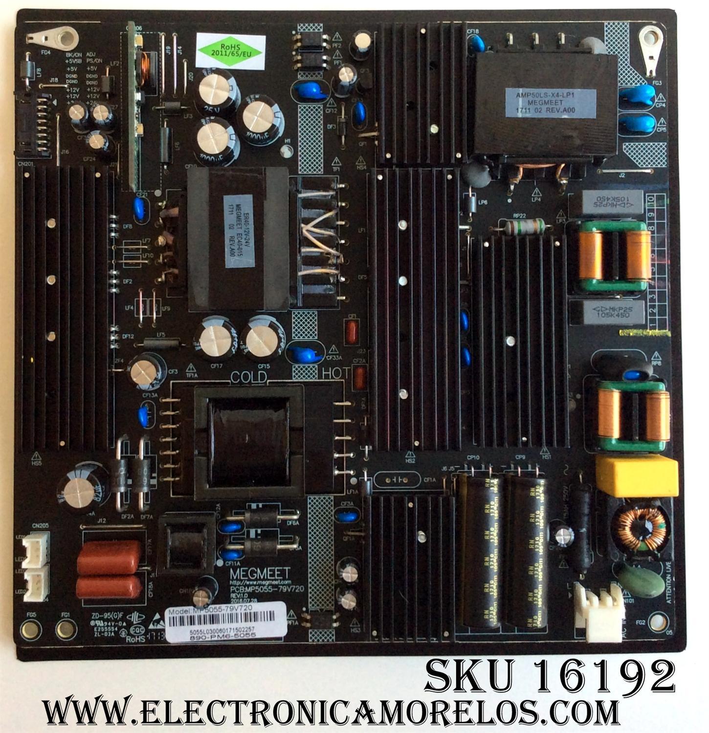 FUENTE DE PODER / ELEMENT MP5055-79V720 / 890-P06-5055 / MP5055 REV:1.0 / 5055L030060171502257 / PANEL T430QVN02.1 / MODELO EL4KAMZ4317