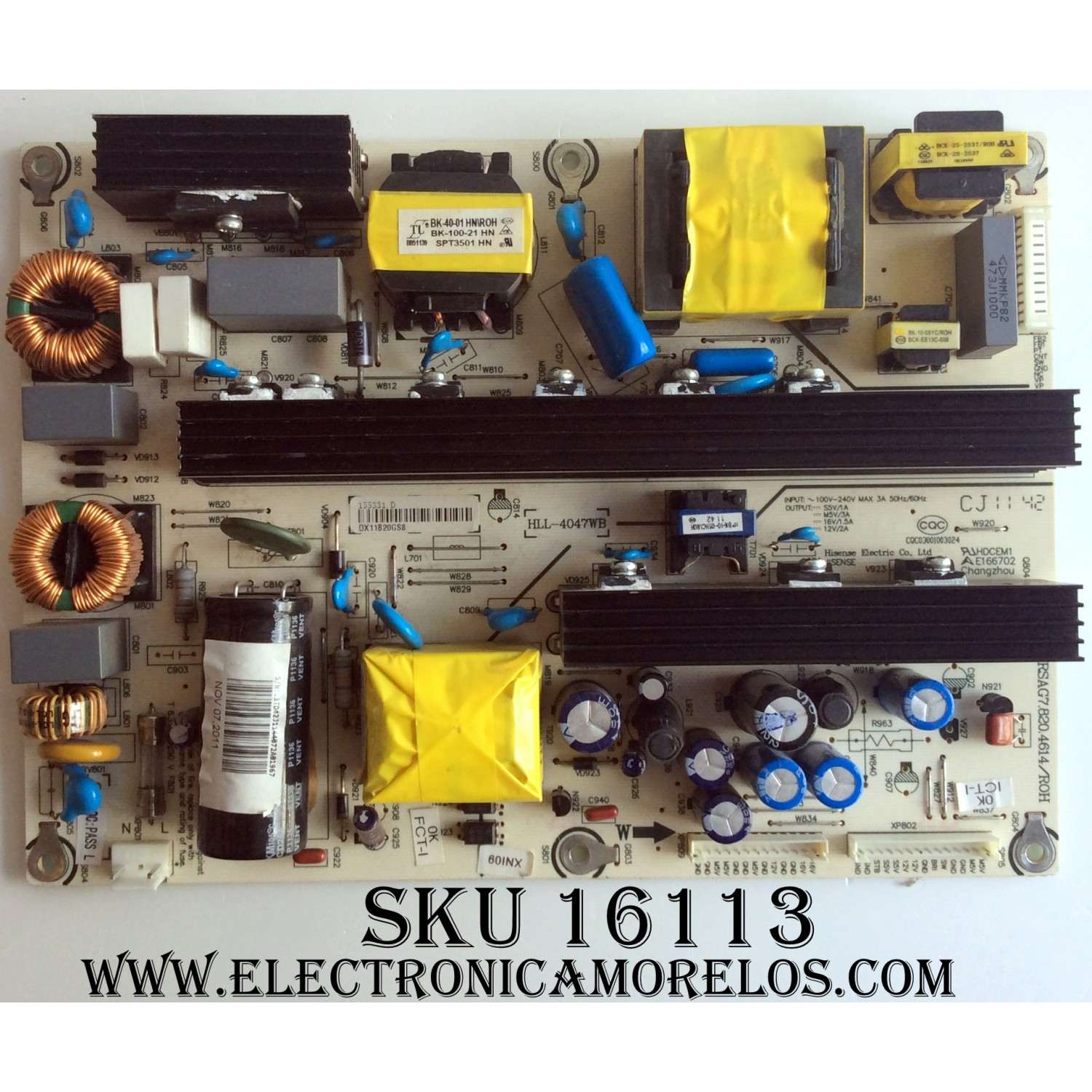 FUENTE DE PODER / HISENSE 155331 / RSAG7.820.4614/ROH / HLL-4047WB / E166702 / CQC03001003024 / PANEL V420H2-L06 REV.C1 / MODELO LTDN42V77US