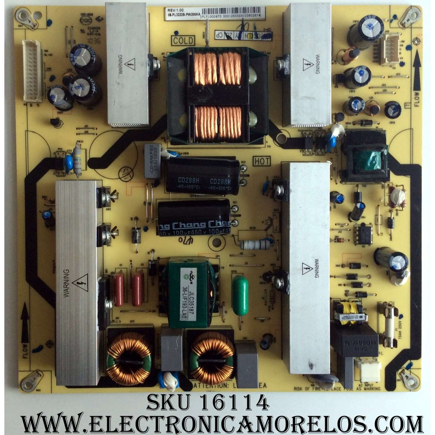 FUENTE DE PODER / TCL 08-PL3222B-PW200AA / 40-1P3222-PWB1XG / REV:1.00 / MODELOS L32HDF11TATBAA / L32HDM11 / L40FHDF11TATGAA